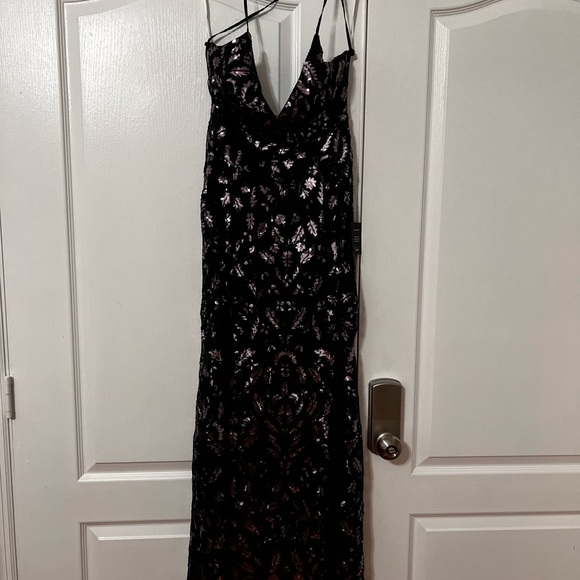 Queen for the Night Navy Blue Sequin Lace-Up
Mermaid Maxi Dress - Picture 6 of 8